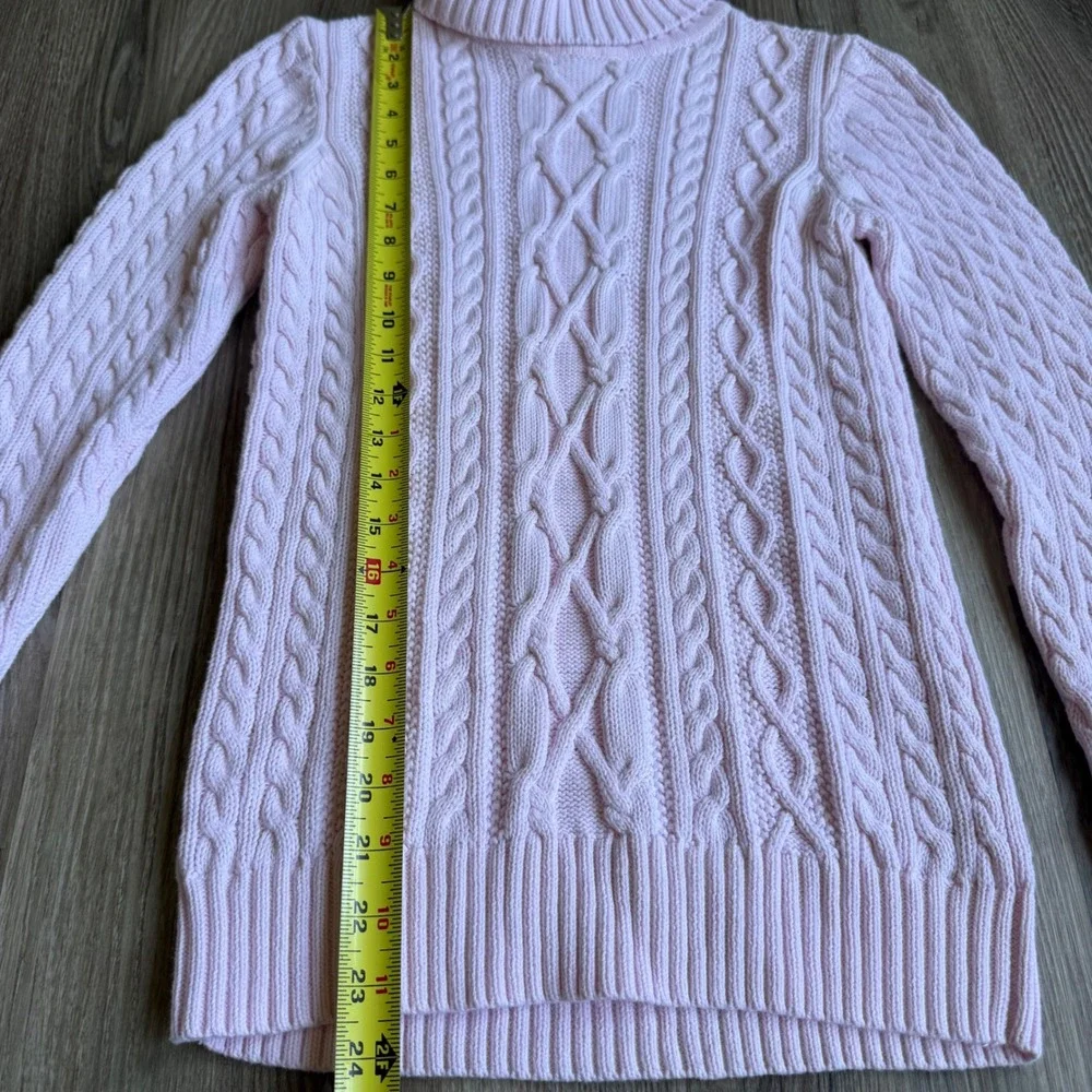 Vintage Croft & Barrow Pink Cable Knit Turtleneck Sweater 100% Cotton Size Small